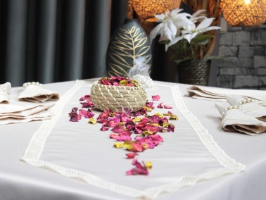 Honeycomb Tablecloth Set 26 Piece Cappucino - Thumbnail