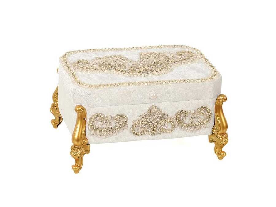 Hürrem Velvet Pearl Dowry Chest Gold - Thumbnail