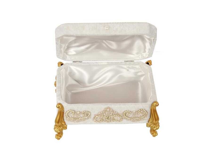 Hürrem Velvet Pearl Dowry Chest Gold - Thumbnail