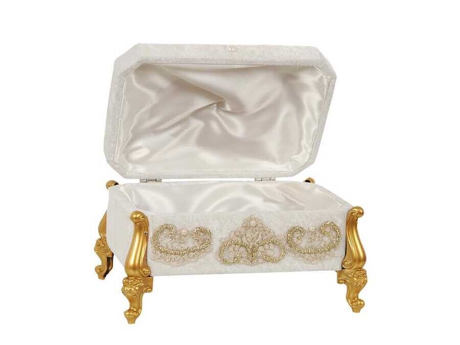 Hürrem Velvet Pearl Dowry Chest Gold - Thumbnail