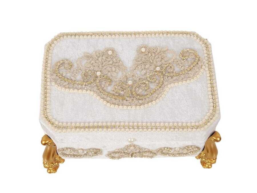 Hürrem Velvet Pearl Dowry Chest Gold - Thumbnail