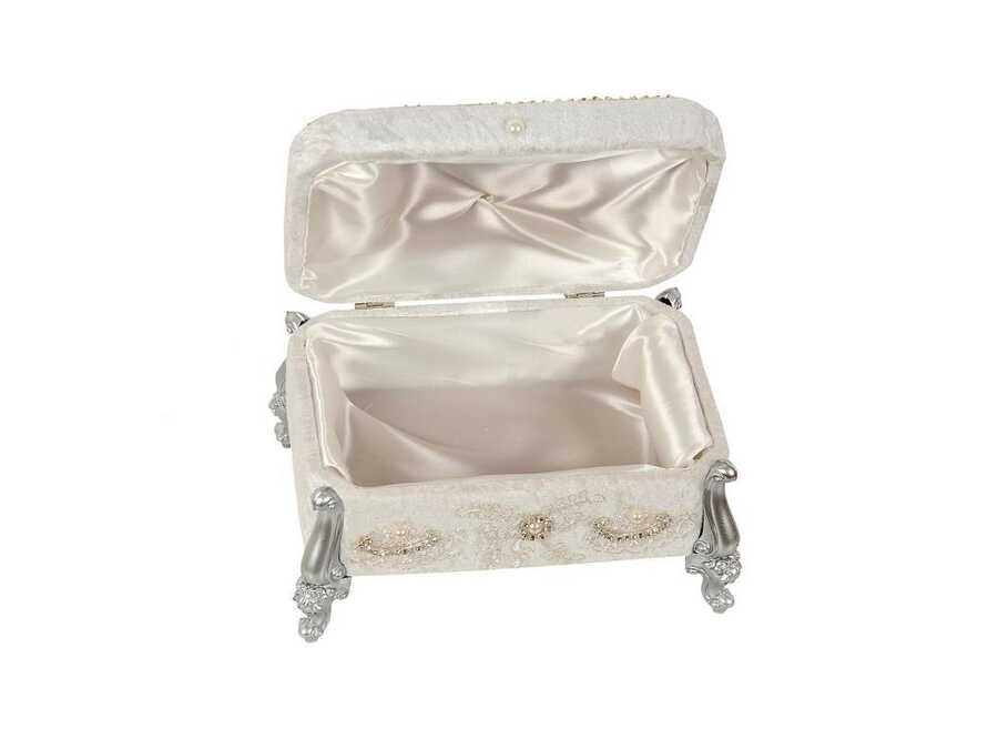 Hürrem Velvet Dowry Chest with Pearls - Silver