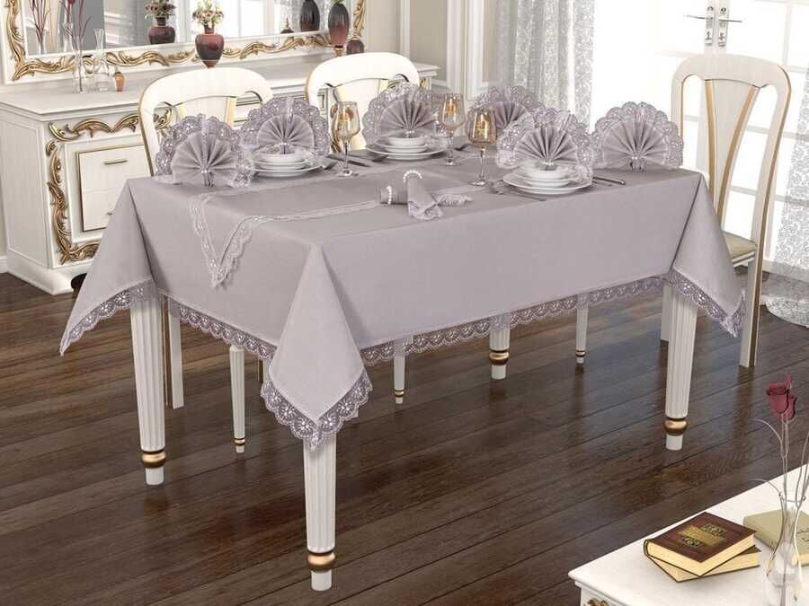 Hürrem Table Cloth Set Gray 12 Person