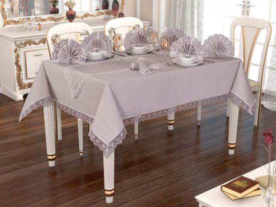 Hürrem Table Cloth Set Gray 8 Person