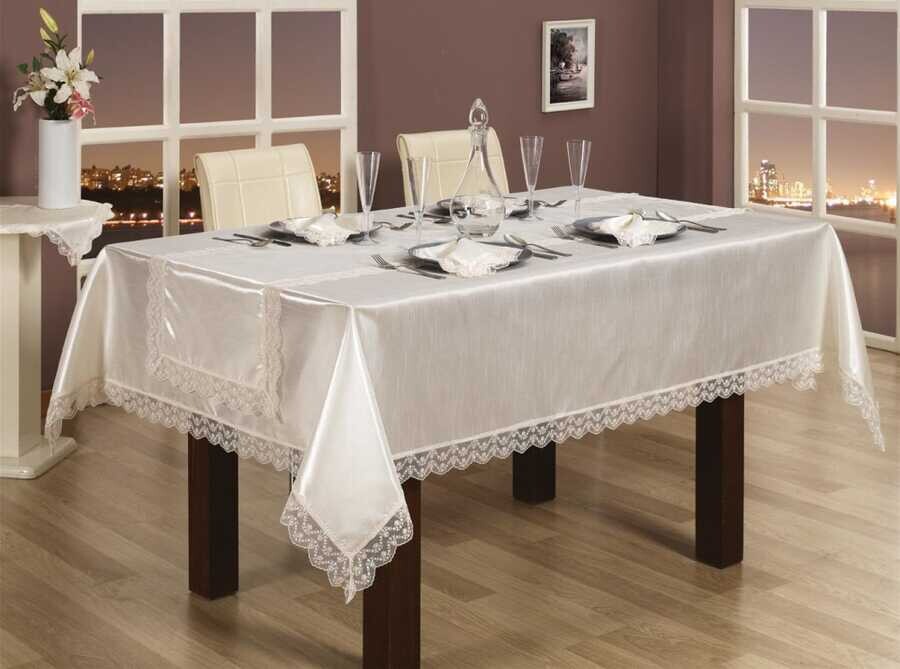 Dowry World - Hürrem Table Cloth Set Cream 12 Person Dowry World - Hürrem Table Cloth Set Cream 12 Person