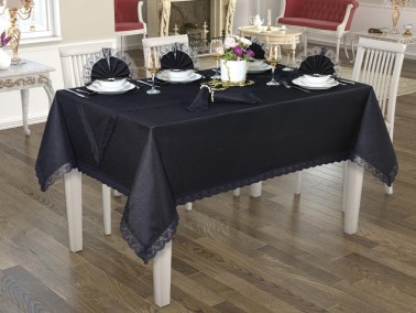 Hürrem Table Cloth Set Black 8 Person - Thumbnail