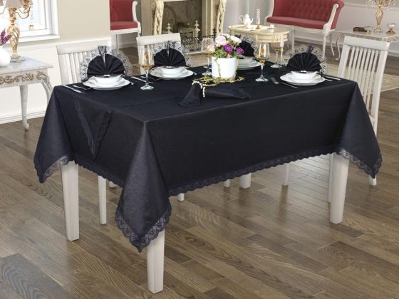 Hürrem Table Cloth Set Black 8 Person