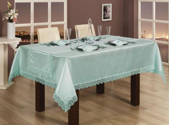 Hürrem Table Cloth Set Turquoise 12 Person