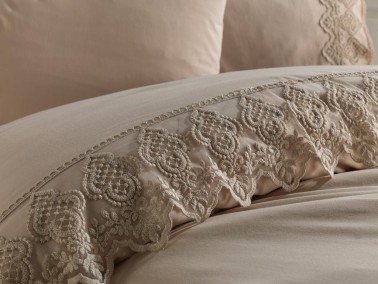 Husna Duvet Cover French Lace Cappucino - Thumbnail