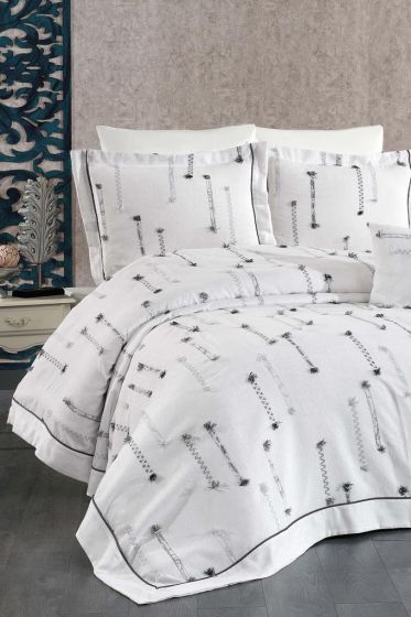 Idil Chenille Bedspread Set 245x255, Bed Sheet 240x260, Cotton, Cream