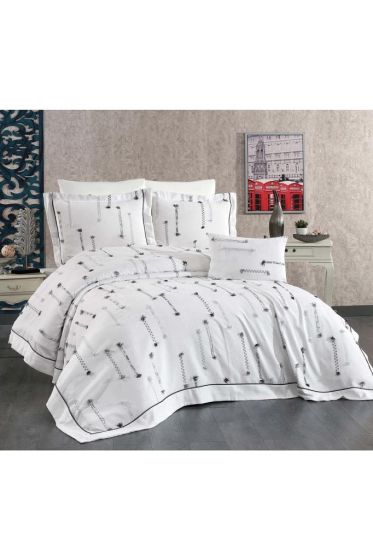Idil Chenille Bedspread Set 245x255, Bed Sheet 240x260, Cotton, Cream