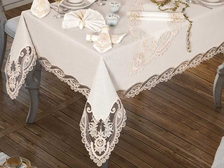 Magnificence Table Cloth 160x260 Cm 26 Pieces Cream - Thumbnail