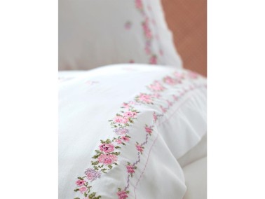 Tamarisk Embroidery Cotton Satin Duvet Cover Set Cream Plum - Thumbnail