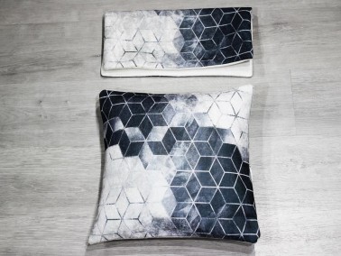 Illusion Velvet 2-Piece Cushion's Cover - Gray - Thumbnail