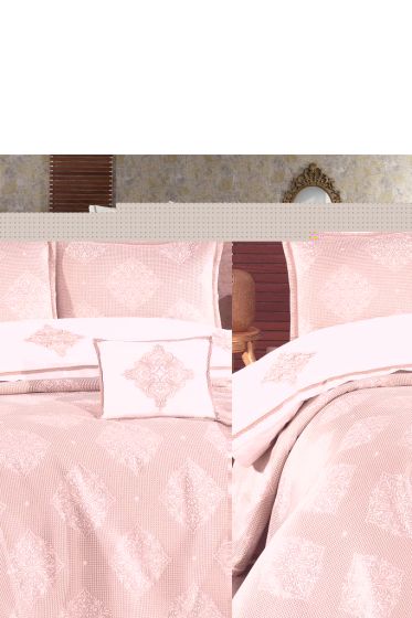 Inci Bridal Set 8pcs, Coverlet 240x250, Sheet 240x260, Duvet Cover 200x220, Pillowcase 50x70, Double Size, Cappucino