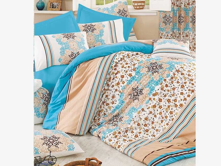  ipek 100% Cotton Double Duvet Cover Set Blue