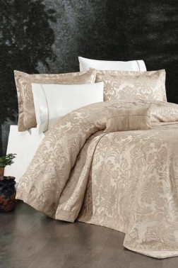 Çeyiz Diyarı - İpek 7 pcs Bridal Set, Bedspread 260x260, Sheet 240x260, Double Size, King Size, Silk Velvet Chenille Fabric Stone Çeyiz Diyarı - İpek 7 pcs Bridal Set, Bedspread 260x260, Sheet 240x260, Double Size, King Size, Silk Velvet Chenille Fabric Stone