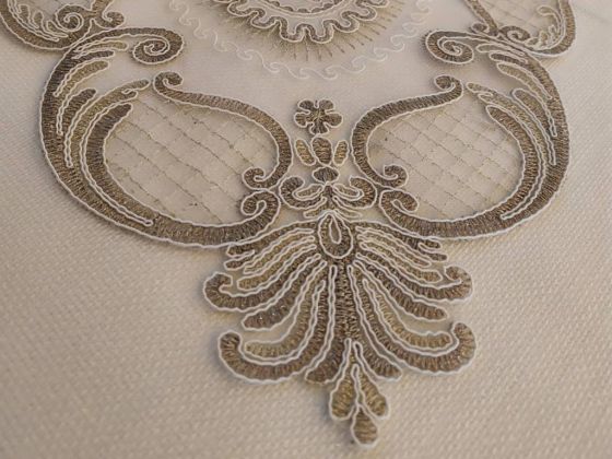 Silk Embroidery Bedroom Set Cream Gold