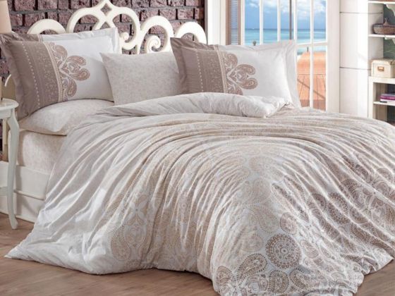 Irene Flannel Double Duvet Cover Set Beige