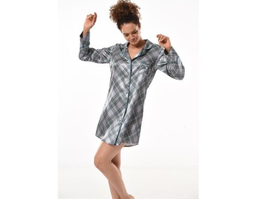 Isabelle Satin Tunic 4960 Plaid Green - Thumbnail