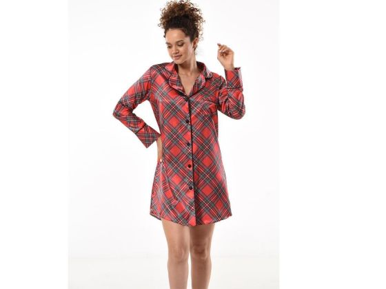 Isabelle Satin Tunic 4961 Plaid Red