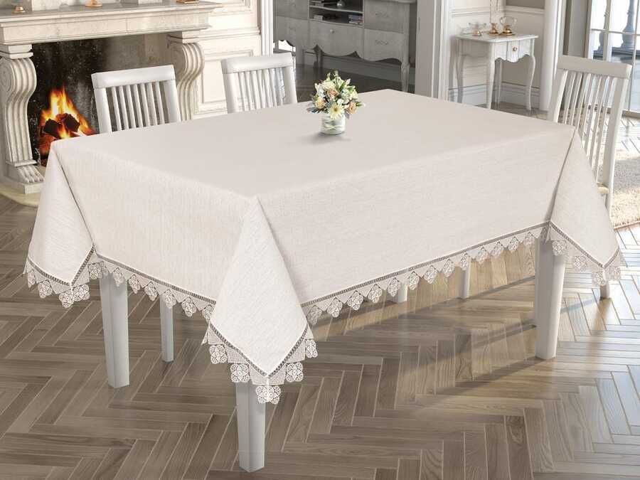 Sparkle Needle Lace Table Cloth Cream