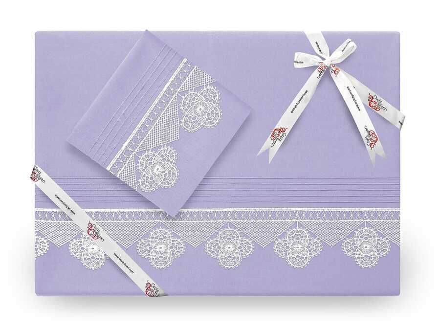  Işıltı Needle Lace Duvet Cover Set Lila
