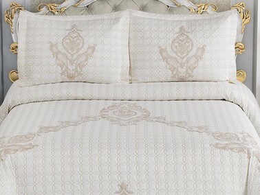 Istanbul Double Bedspread Set Cream - Thumbnail