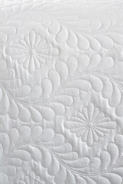 Ivory Quilted Bedspread Set, Coverlet 180x240, Pillowcase 60x80, Single Size, Queen Bed, Queen Size Cream - Thumbnail