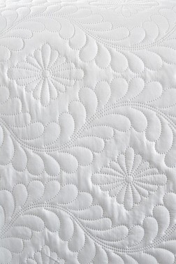 Ivory Quilted Bedspread Set, Coverlet 180x240, Pillowcase 60x80, Single Size, Queen Bed, Queen Size Cream - Thumbnail