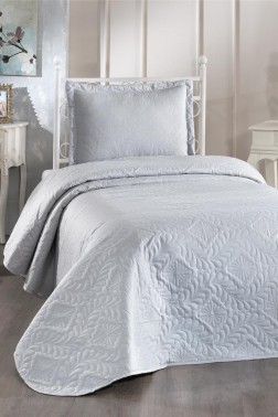 Ivory Quilted Bedspread Set, Coverlet 180x240, Pillowcase 60x80, Single Size, Queen Bed, Queen Size Gray - Thumbnail