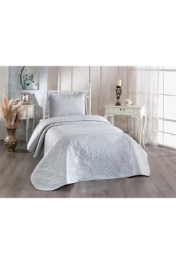 Ivory Quilted Bedspread Set, Coverlet 180x240, Pillowcase 60x80, Single Size, Queen Bed, Queen Size Gray - Thumbnail