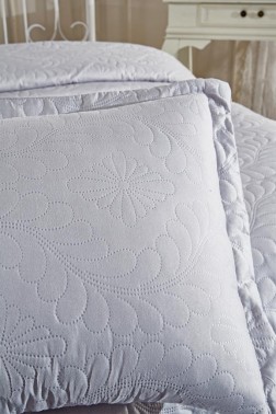 Ivory Quilted Bedspread Set, Coverlet 180x240, Pillowcase 60x80, Single Size, Queen Bed, Queen Size Gray - Thumbnail