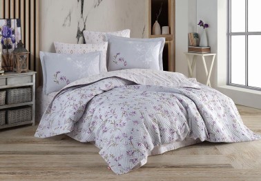 Jardin Double Quilted Duvet Cover Set Purple - Thumbnail