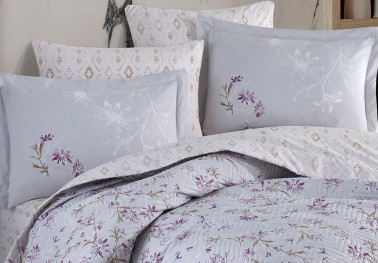 Jardin Double Quilted Duvet Cover Set Purple - Thumbnail