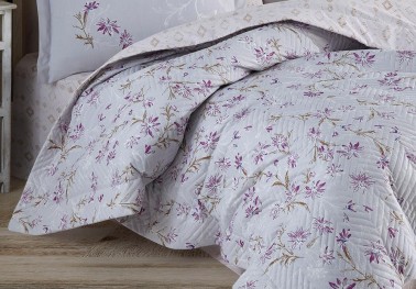 Jardin Double Quilted Duvet Cover Set Purple - Thumbnail