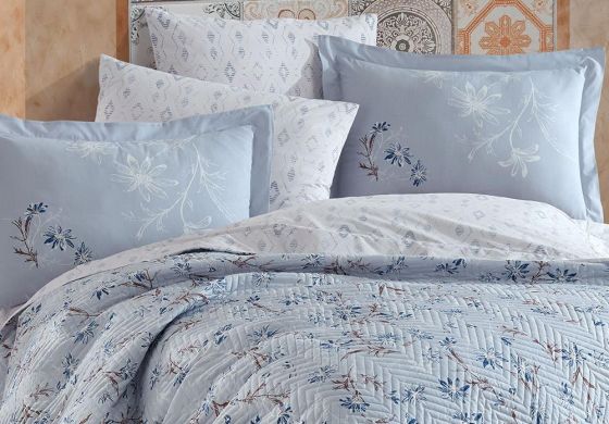 Jardin Single Quilted Duvet Cover Set Navy Blue