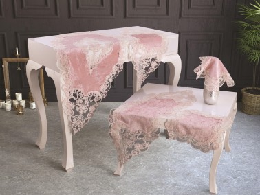 Dowry World - Velvet Cinar Living Room Set 5 Pieces Powder Dowry World - Velvet Cinar Living Room Set 5 Pieces Powder