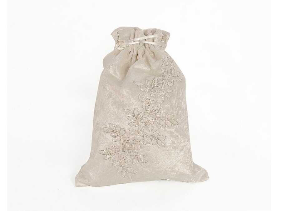 Dowry World - Kadife Lüx Çeyizlil Terlik Kesesi Krem Dowry World - Kadife Lüx Çeyizlil Terlik Kesesi Krem