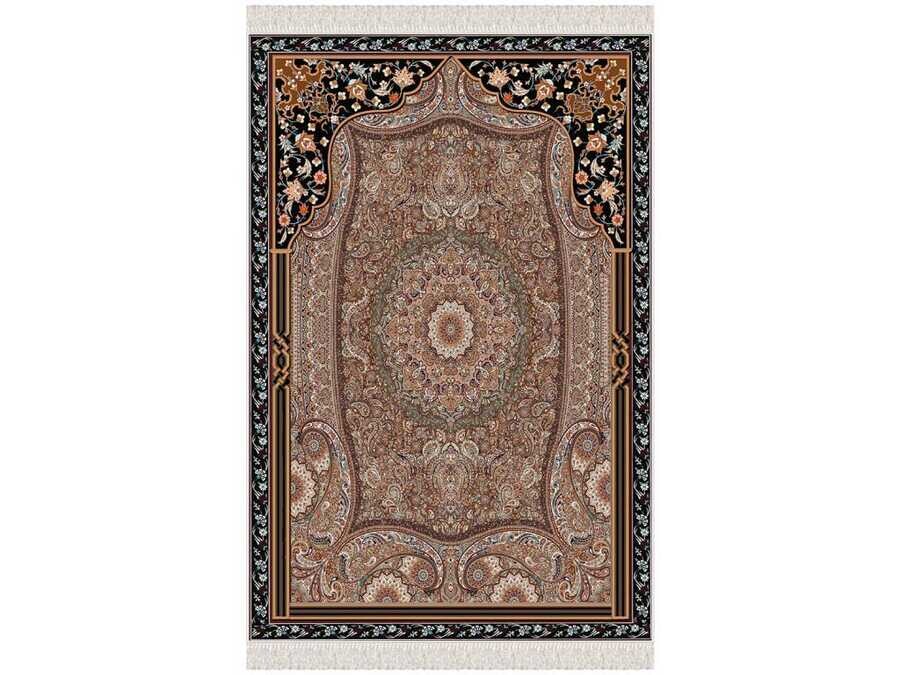 Caucasian Velvet Prayer Rug Black - Thumbnail