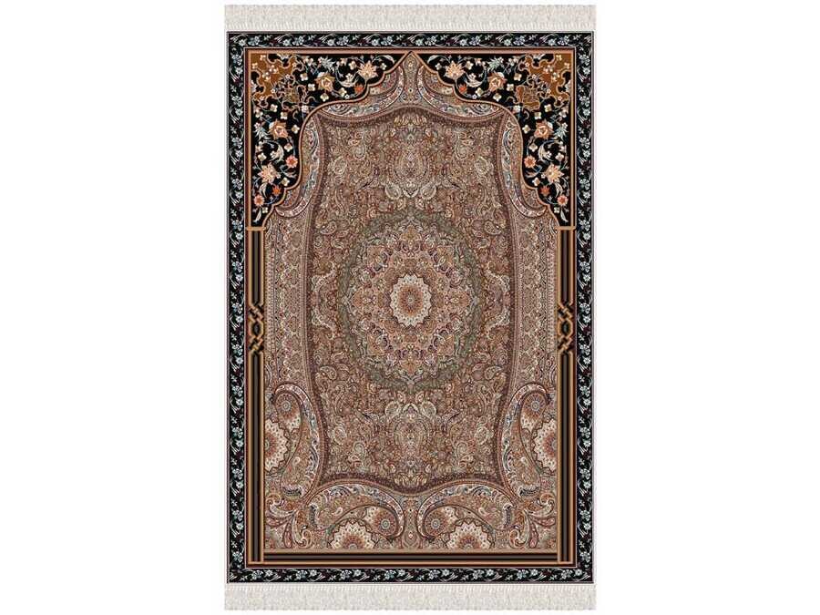 Caucasian Velvet Prayer Rug Black - Thumbnail