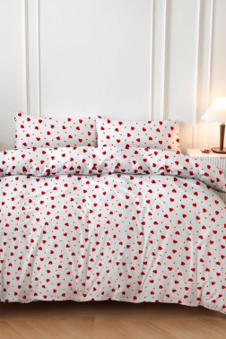 Çeyiz Diyarı - Kalbim Bedding Set 4 Pcs, Duvet Cover, Bed Sheet, Pillowcase, Double Size, Self Patterned, Wedding, Daily use Çeyiz Diyarı - Kalbim Bedding Set 4 Pcs, Duvet Cover, Bed Sheet, Pillowcase, Double Size, Self Patterned, Wedding, Daily use