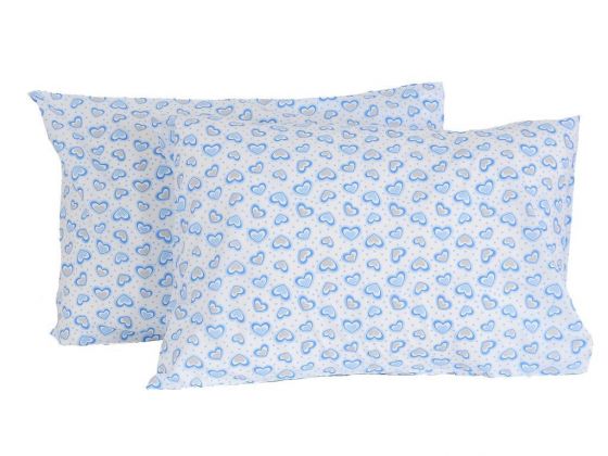 Heart 2 pcs Pillowcase Blue