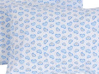 Heart 2 pcs Pillowcase Blue - Thumbnail