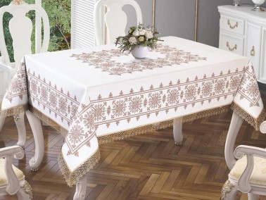 Cross-stitch Printed Guipure Sultan Table Cloth - Thumbnail