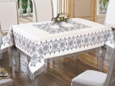 Cross-stitch Printed Guipure Sultan Table Cloth - Thumbnail