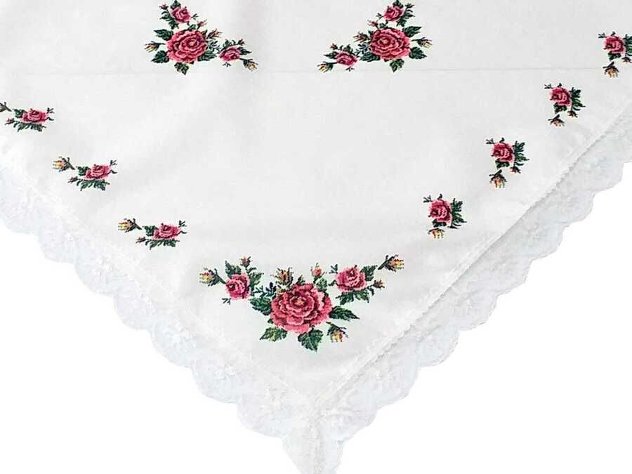 Canvas Printed Laced Tablecloth Maroon