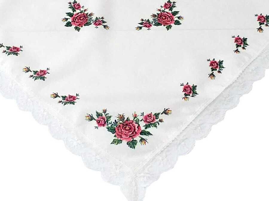 Canvas Printed Laced Tablecloth Maroon