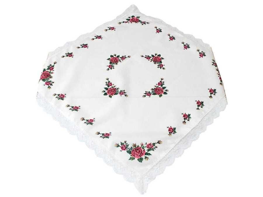Canvas Printed Laced Tablecloth Maroon