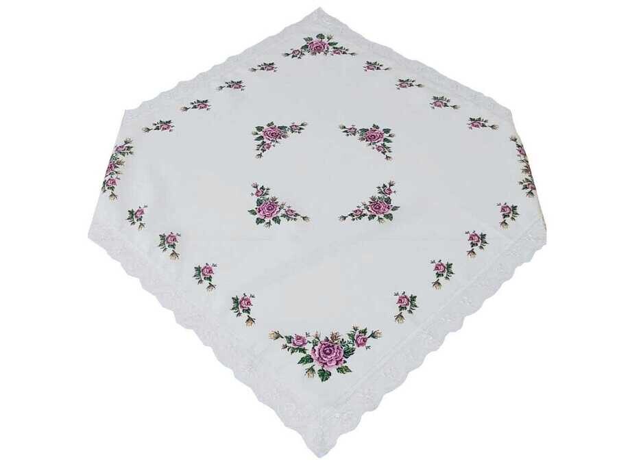 
Cross Stitch Printed Laced Tablecloth Lila - Thumbnail